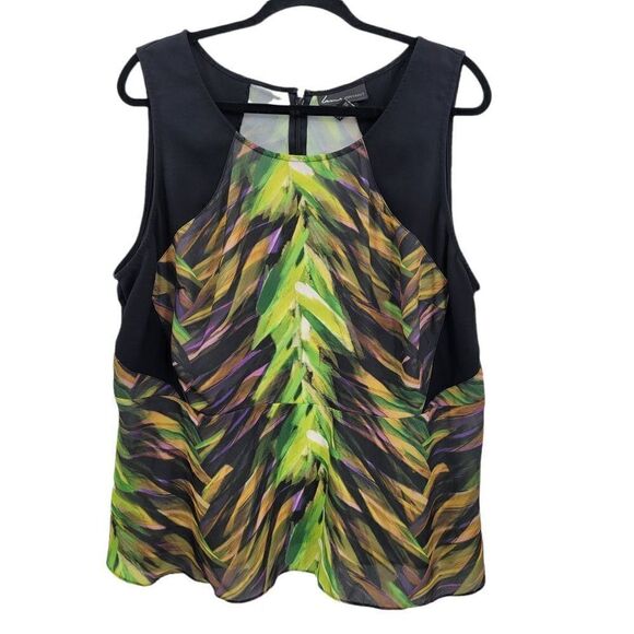 Lane Bryant Top Womens 20 Sleeveless Scoop Edgy Abstract Botanical Camo Black - Picture 1 of 10